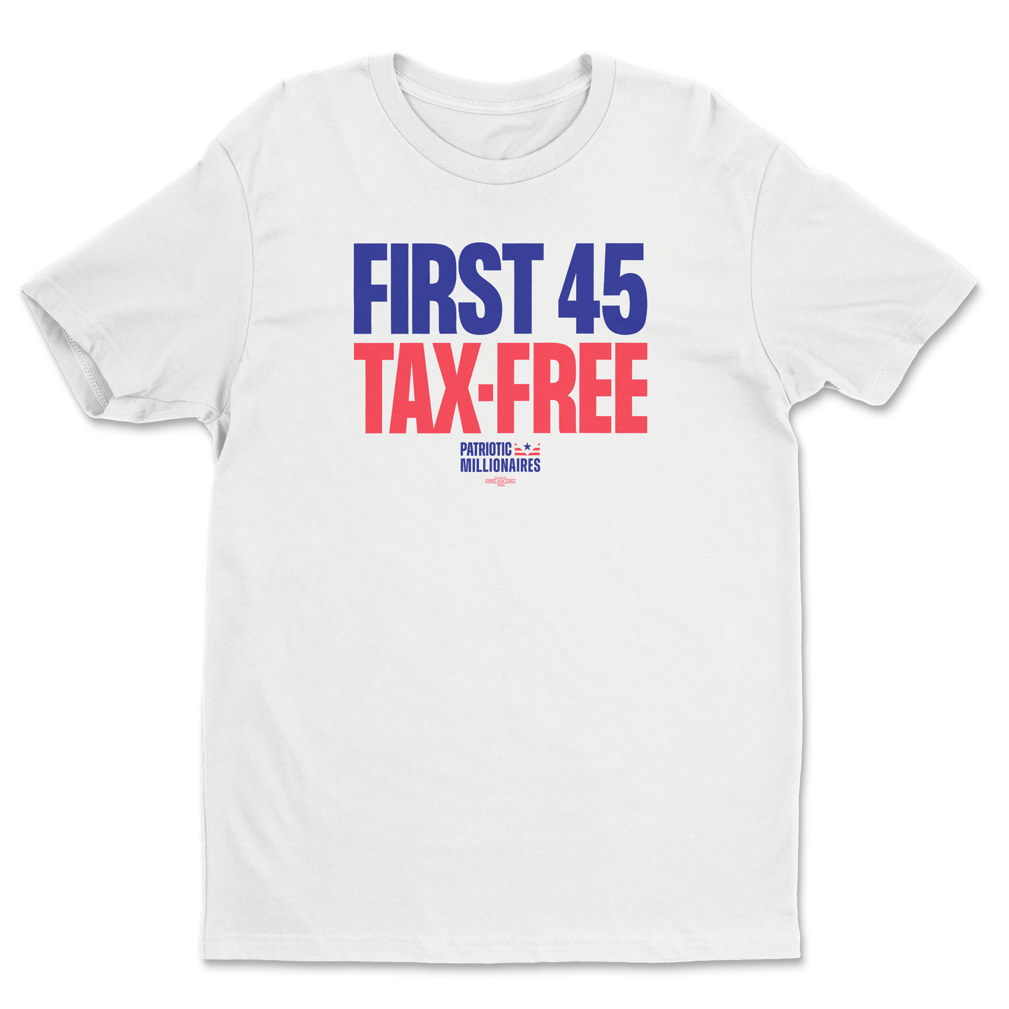 First 45 Tax Free on white